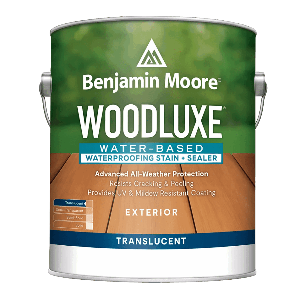 Woodluxe® Tinte para exteriores + sellador impermeabilizante al agua – traslúcido
