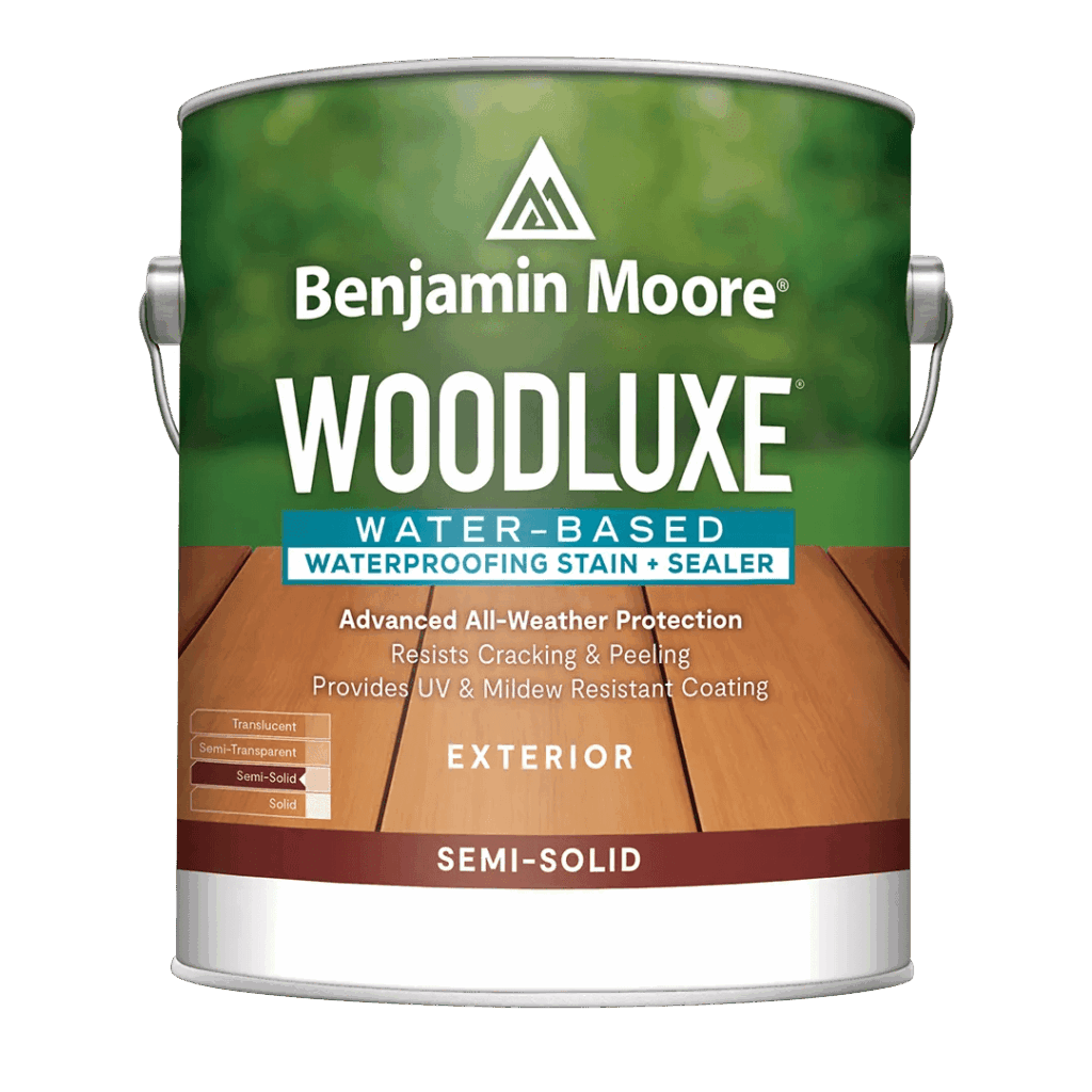Woodluxe® Tinte para exteriores + sellador impermeabilizante al agua – semiliso